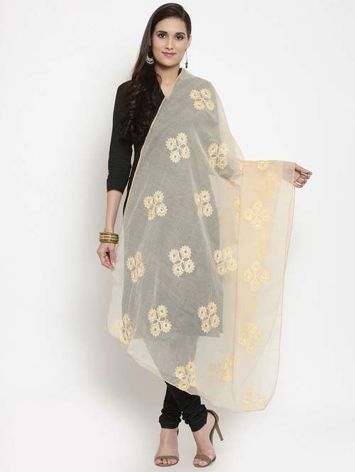 embroidered chanderi dupatta - 15612353 - Very Small Image - 1