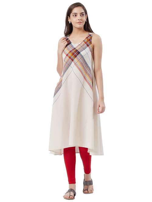 a-line checkered kurta - 15625337 - Very Small Image - 1