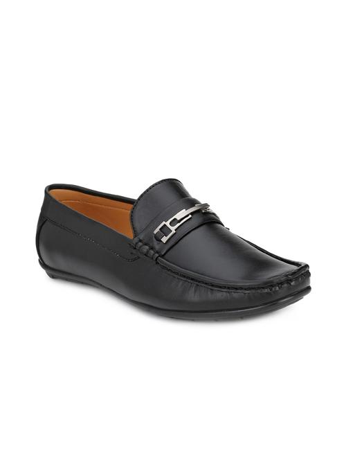 black leatherette slip on loafers - 15625671 - Very Small Image - 1
