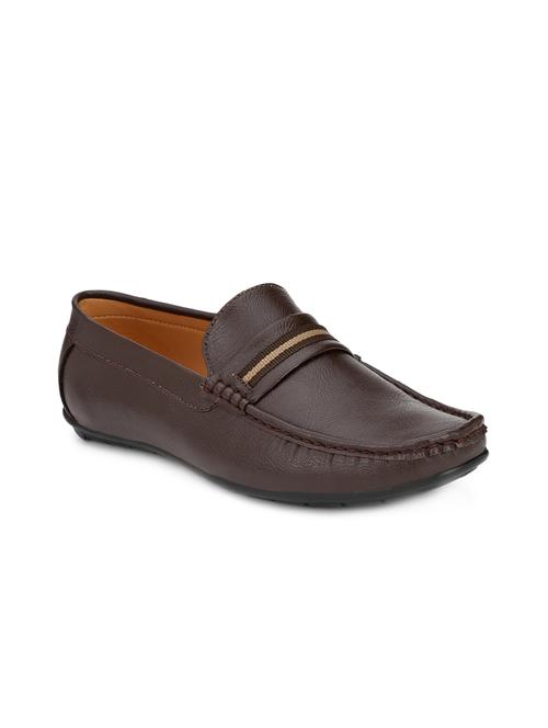 brown leatherette slip on loafers - 15625673 - Very Small Image - 1
