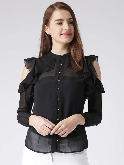 ruffled cold shoulder shirt - 15630121 - Very Small Image - 1