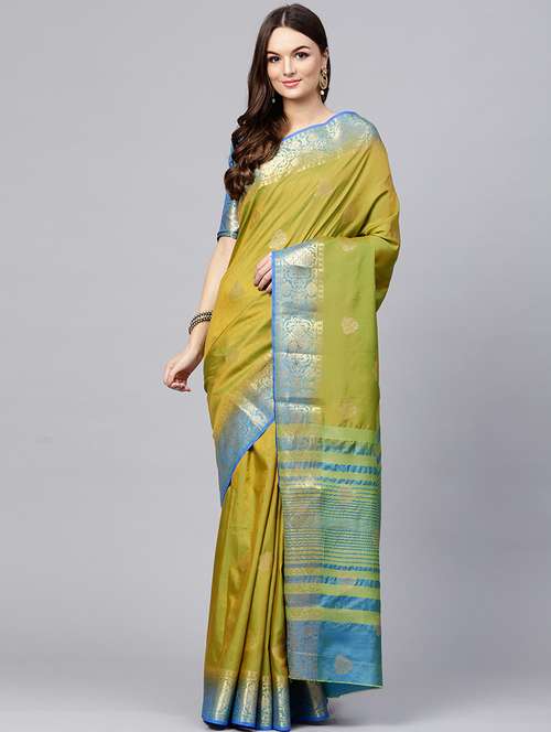 floral zari motif kanjivaram saree with blouse - 15694921 - Very Small Image - 1