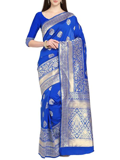 zari motifs kanjivaram saree with blouse - 15700594 - Very Small Image - 1