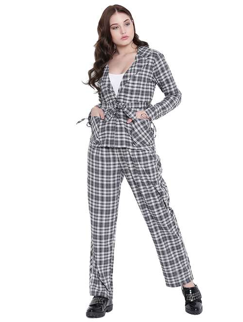 checkered lapel neck blazer - 15705717 - Very Small Image - 1