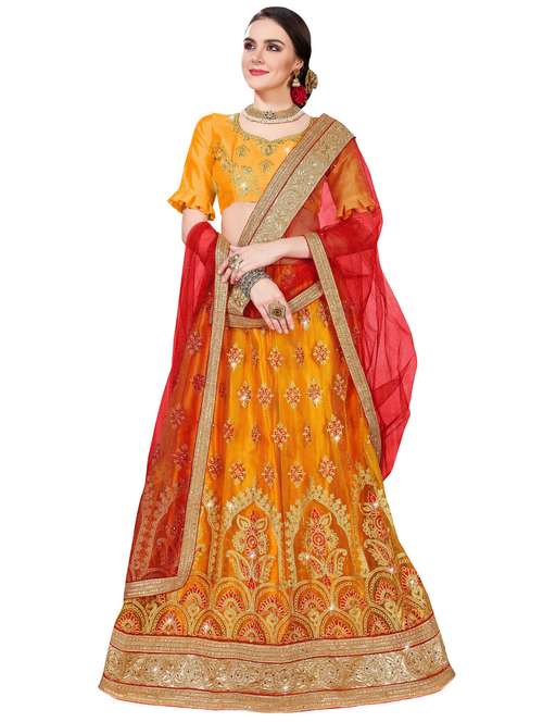 embroidered a-line lehenga - 15729415 - Very Small Image - 1