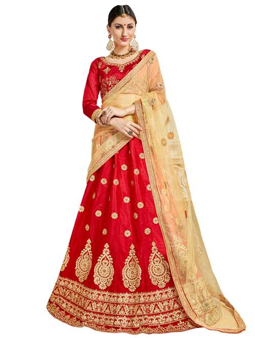 gold embroidered a-line lehenga - 15729429 - Very Small Image - 1