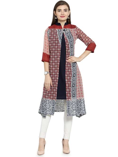 women's kurta with jacket kurta - 15753284 - Very Small Image - 1