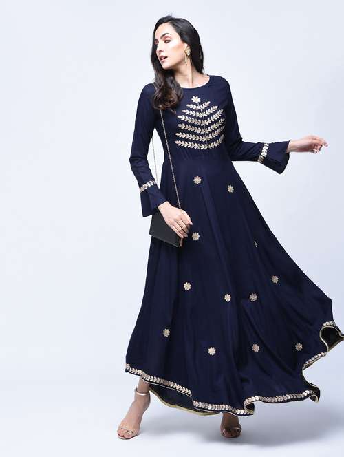 gota work a-line kurta - 15758964 - Very Small Image - 1