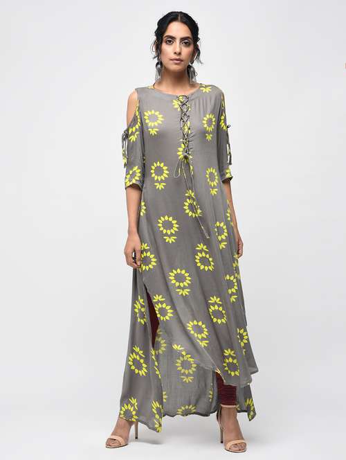 high low printed kurta - 15765047 - Very Small Image - 1