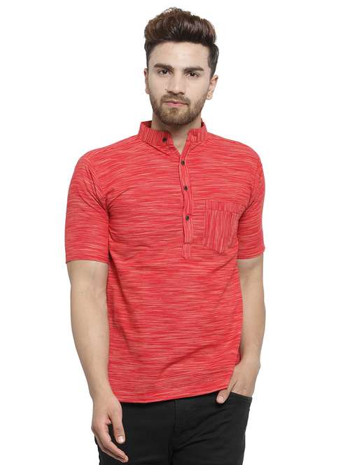 red cotton short kurta - 15848950 - Very Small Image - 1