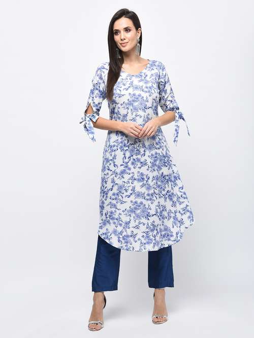 a-line printed kurta - 15850598 - Very Small Image - 1