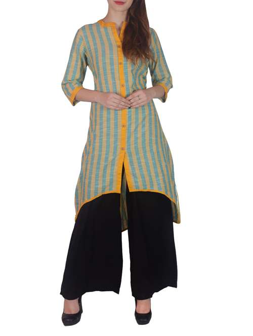 striped printed asymmetrical kurta - 15853903 - Very Small Image - 1