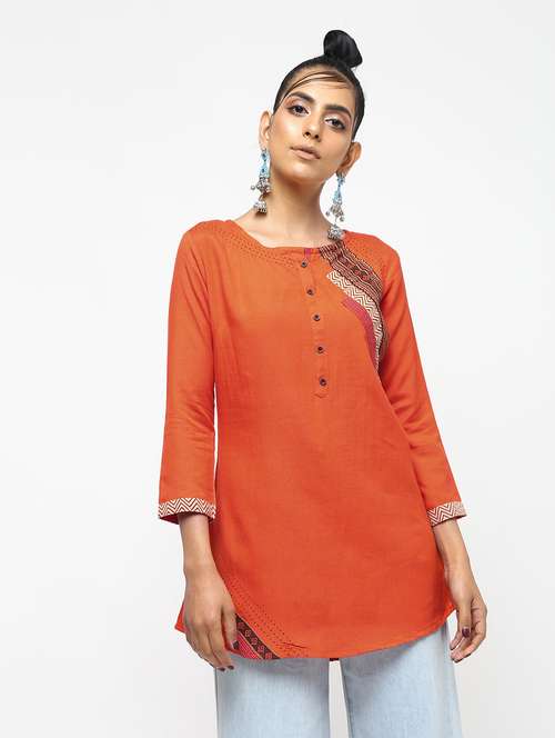 a-line kaantha solid kurti - 15867710 - Very Small Image - 1