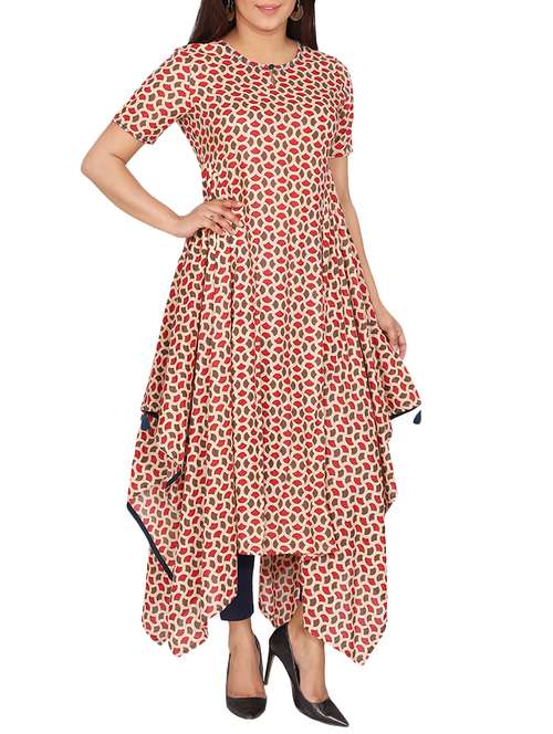 printed asymmetric kurta - 15887542 - Very Small Image - 1
