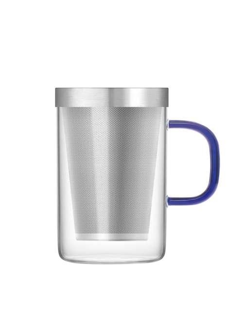 dancing leaf grande glass tea mug with removable stainless steel infuser& lid|heat resistant borosilicate glass|capacity -500ml - 15891091 - Very Small Image - 1