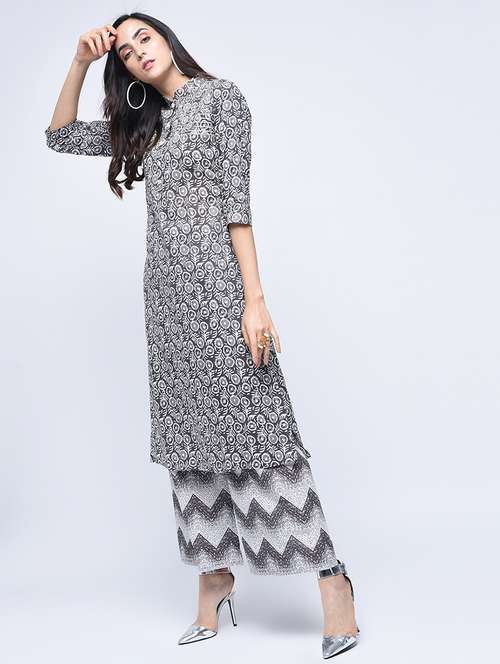 printed kurta with palazzo set - 15926977 - Very Small Image - 1