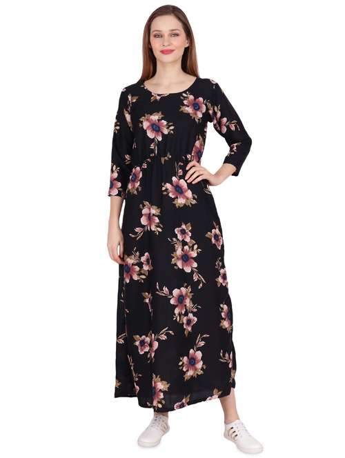 gathered waist floral maxi dress - 15977455 - Very Small Image - 1