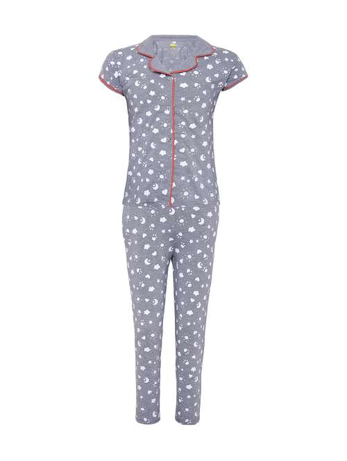grey cotton pyjama set - 15984909 - Very Small Image - 1