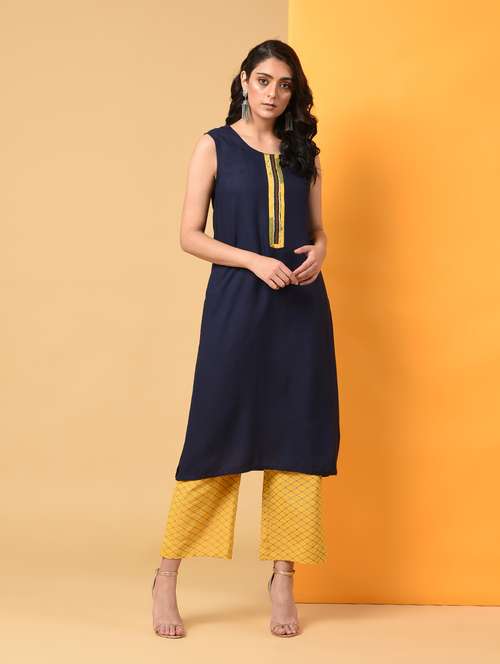 solid a-line kurta - 16009418 - Very Small Image - 1