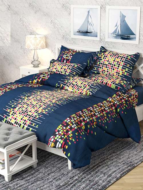 180 tc double bed polycotton 3d bedsheet with 2 pillow covers - 16046774 - Very Small Image - 1