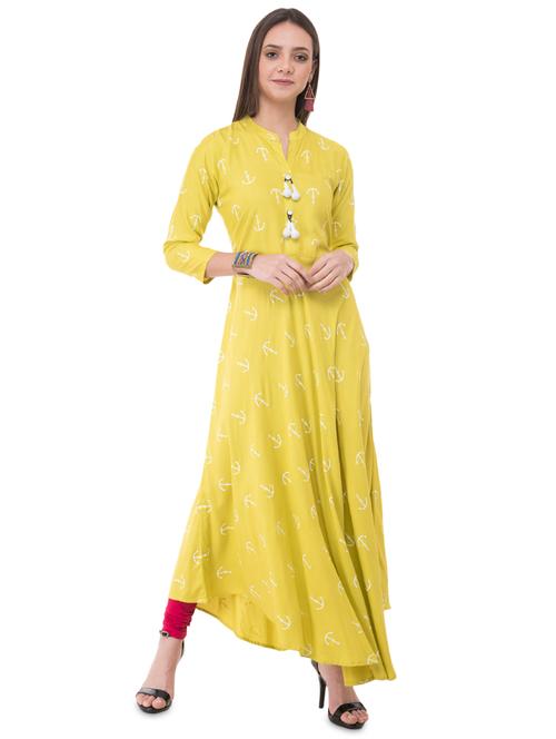 printed flared kurta with tassels - 16048169 - Very Small Image - 1