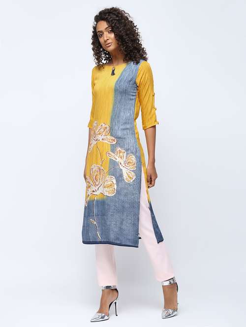 digital floral printed straight kurta - 16067018 - Very Small Image - 1