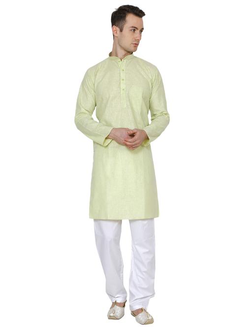 green cotton long kurta - 16079678 - Very Small Image - 1
