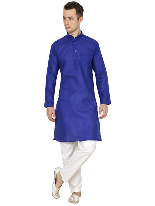 blue cotton long kurta - 16079727 - Very Small Image - 1