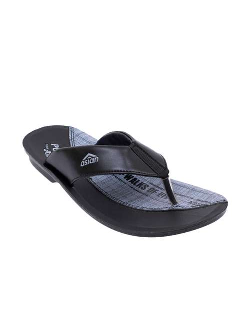 black leatherette toe separator slippers - 16092690 - Very Small Image - 1
