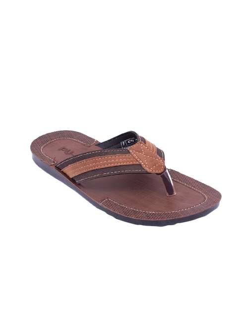 brown leatherette toe separator slippers - 16092698 - Very Small Image - 1