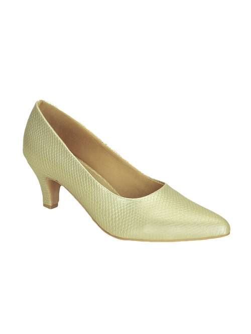 gold faux leather slip on pumps - 16096020 - Very Small Image - 1