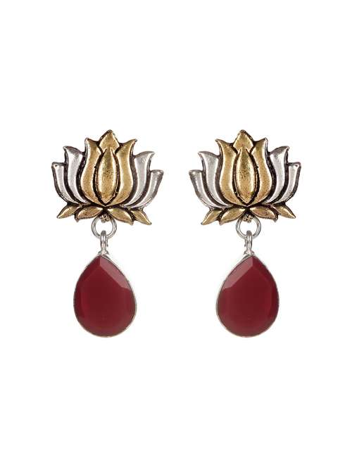 red metal drop earring - 16100743 - Very Small Image - 1
