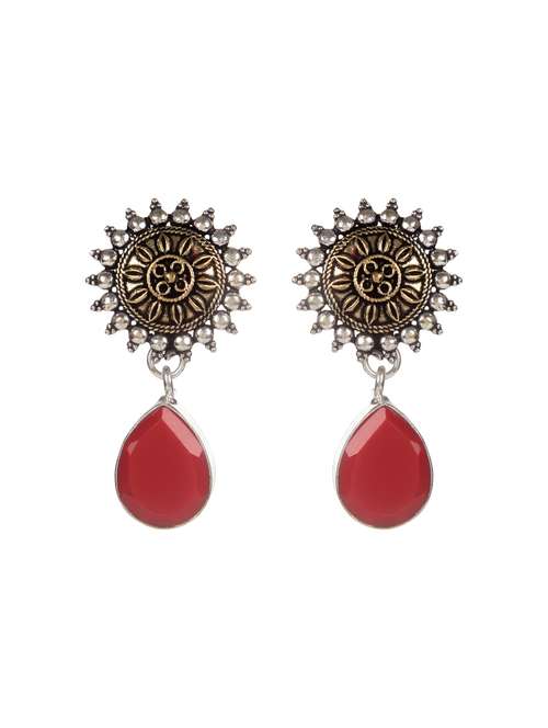 red metal drop earring - 16100746 - Very Small Image - 1