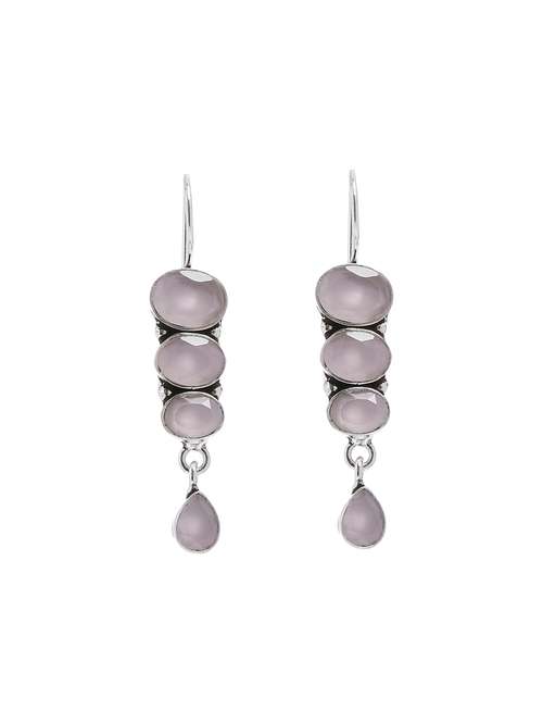pink metal drop earring - 16100821 - Very Small Image - 1