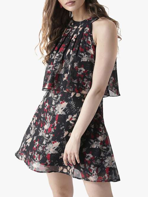pleated overlay a-line dress - 16134503 - Very Small Image - 1