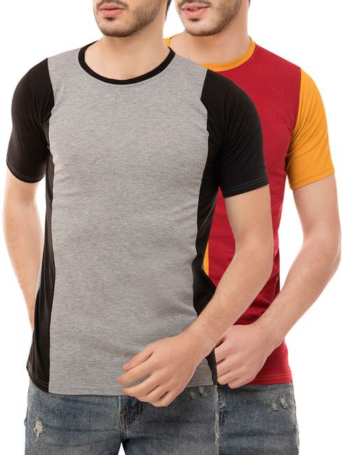 multi colored cotton blend combos t-shirt (set of 2) - 16137198 - Very Small Image - 1