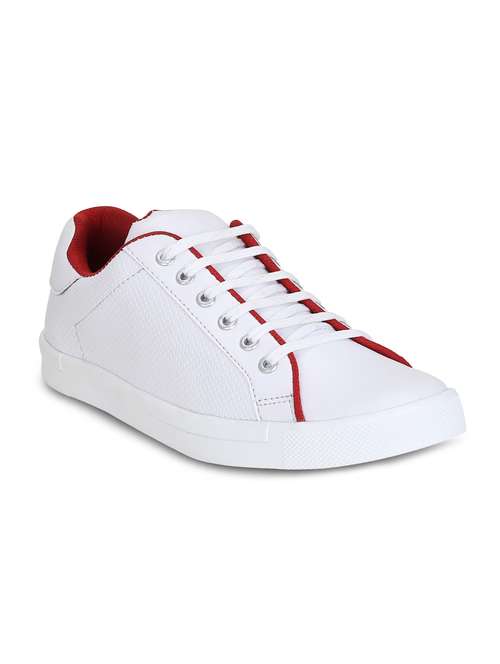 white leatherette lace up sneakers - 16290191 - Very Small Image - 1