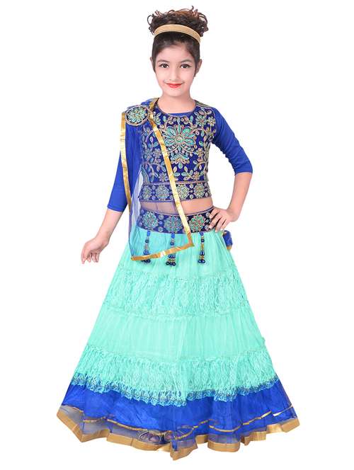 blue net lehenga choli - 16366163 - Very Small Image - 1