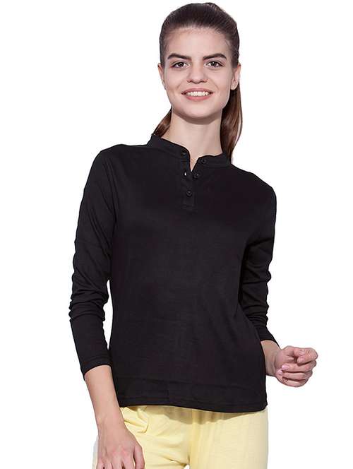 women's plain mandarin neck t-shirt - 16483124 - Very Small Image - 1