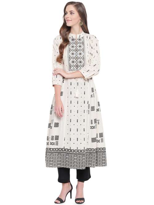 embroidered a-line kurta - 16487097 - Very Small Image - 1
