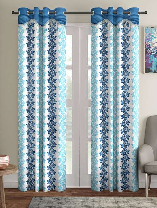 fancy polyester printed door curtains for bedroom, kitchen pack of 2 - 16489840 - Very Small Image - 1