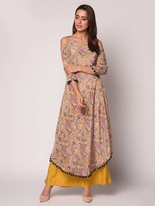 abstract print a-line high-low kurta - 16534696 - Very Small Image - 1