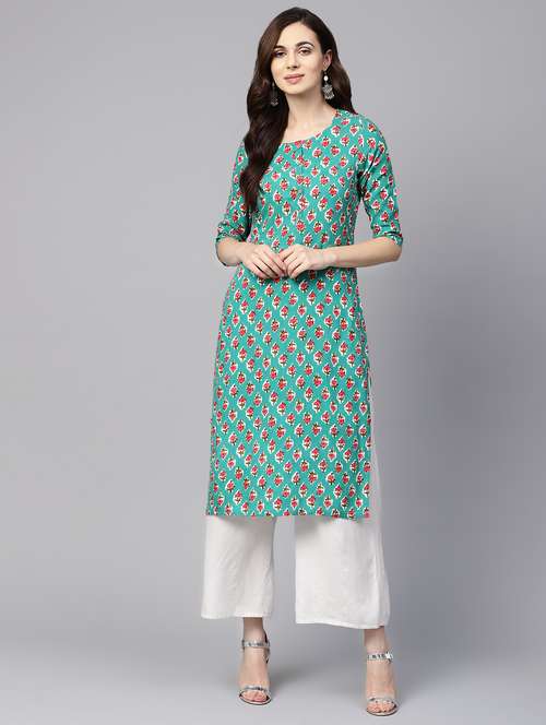 floral straight kurta - 16546592 - Very Small Image - 1