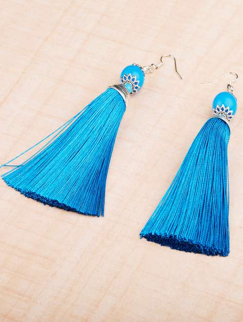 blue metal drop earring - 16585765 - Very Small Image - 1