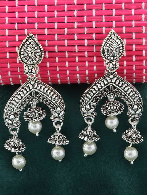 silver metal drop earring - 16596797 - Very Small Image - 1