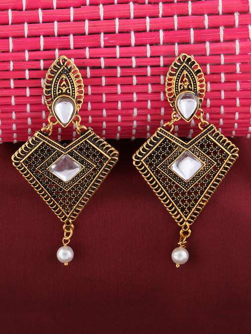gold metal drop earring - 16596818 - Very Small Image - 1