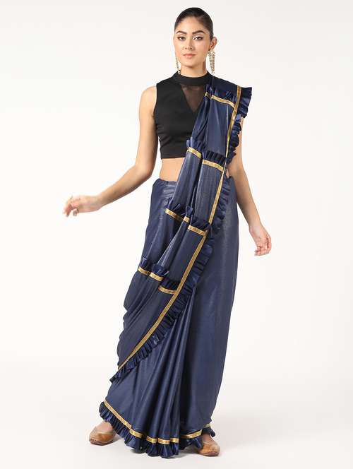 ruffled fusion saree with blouse - 16637557 - Very Small Image - 1