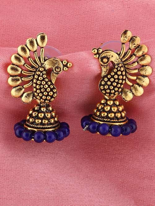 blue metal drop earring - 16658787 - Very Small Image - 1