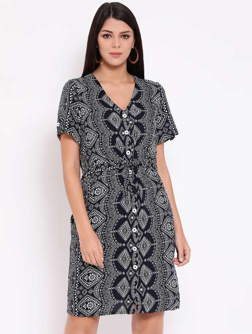 tie knot button up a-line dress - 16673878 - Very Small Image - 1