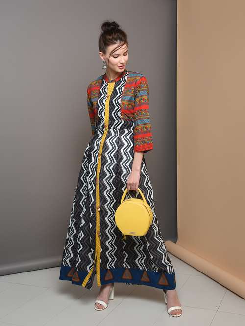 chevron print anarkali kurta - 16680641 - Very Small Image - 1